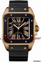 Cartier SANTOS 100 XL - ROSE GOLD & BLACK RUBBER  NEW RELEASE