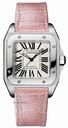 Cartier SANTOS 100 MM - MIDSIZE STAINLESS STEEL w/ PINK CROCO STRAP