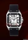 Cartier SANTOS 100 XL STAINLESS STEEL & BLACK RUBBER ~ 2011 NEW