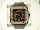 Cartier SANTOS 100 BLACK CARBON & ROSE GOLD WITH DIAMOND BEZEL