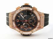 Hublot BIG BANG ROSE GOLD BAGUETTE DIAMOND 41mm BLACK RUBBER NEW