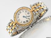 Cartier Damen "PANTHERE RONDE" Stahl / Gelbgold Quarz