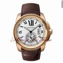 Cartier NEW CALIBRE DE CARTIER MENS ROSE GOLD SILVER ON BROWN