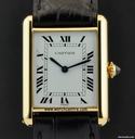 Cartier 18k Yellow Gold White Roman Dial Gents Tank Louis