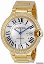 Cartier Ballon Bleu Silver Dial 18K Yellow Gold Mens Watch WE9007Z3