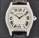 Cartier 18k White Gold Diamond Set Case Mid-size Tortue