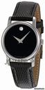 Movado Museum Black Dial Black Leather Strap Ladies Watch 2100004