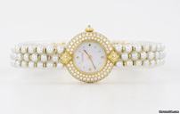 Cartier 18k Gelbgold Damenuhr mit Diamanten & Perlen