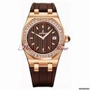 Audemars Piguet Royal Oak Ladies' Diamond Rose Gold Brown on Rubber Strap