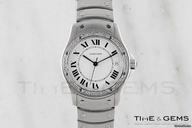 Cartier Santos Ronde Stainless Steel Diamond Bezel Watch