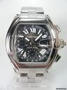 Cartier Roadster chronographe grande taille complet acier cadran noir