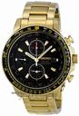 Seiko Flight Black Dial Gold Tone Stainless Steel Mens Watch SSC008