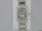 Cartier 18K White Gold Diamond Tank Francaise
