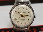 Movado Calendomatic steel case Breguet dial triple date