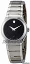 Movado Quadro Black Dial Stainless Steel Ladies Watch 0606493