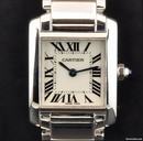 Cartier 18k White Gold Silver Dial Ladies Tank Francaise