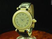 Cartier Pasha 18kt Gold Automatic Damenuhr Mit Brillant Besatz