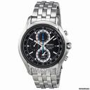 Seiko Black Dial Chronograph Stainless Steel Mens Watch SNAE83