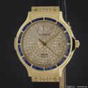 Hublot Yellow Gold Classic Elegant Pave Diamond Sapphire Watch 1392