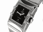 Omega "Quadra Constellation", Edelstahl/Diamantbesatz