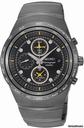 Seiko Black Dial Alarm Chronograph Grey PVD Steel Mens Watch SNAA87P1
