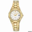 Seiko White Dial Gold-tone Solar Power Ladies Watch SUT056