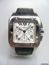 Cartier Santos 100 chronographe acier/cuir boucle deployante/leather on deployant