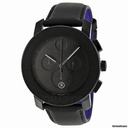 Movado Bold Black Dial Chronograph Leather Mens Watch 3600089