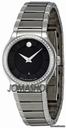 Movado Quadro Black Dial Diamond Bezel Ladies Watch 0606495