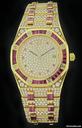 Audemars Piguet Yellow Gold Royal Oak Diamond and Ruby Watch 14847ba