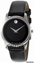 Movado Museum Black Dial Black Leather Strap Ladies Watch 0606503