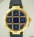 Cartier PASHA 38 mm. YELLOW GOLD LIMITED ED. GRID DIAMOND & ZAPHIR