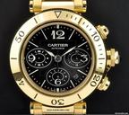Cartier 18k Y/G Black Dial Pasha Seatimer Chrono B&P