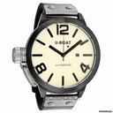 U-Boat Automatic Beige Dial Black Leather Strap Mens Watch 339