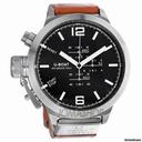 U-Boat Black Dial Light Brown Leather Mens Watch 378