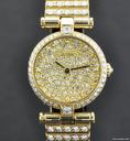 Cartier 18k Y/G Pave Diamond Dial Ladies Rivoli