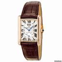 Cartier Tank Louis Silver Dial 18k Rose Gold Brown Leather Mechanical Mens Watch W1560003