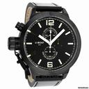 U-Boat Black-Green Dial Chronograph Black Leather Mens Watch 300