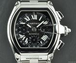 Cartier SS Black Dial Roadster Chronograph XL W62019X6