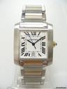 Cartier Tank Fran?aise big size/grande taille steel and gold/or et acier cadran silver dial