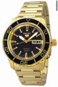 Seiko 5 Automatic Black Dial Gold-tone Stainless Steel Mens Watch SNZH60