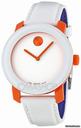 Movado Bold White Dial White Leather Strap Ladies Watch 3600007