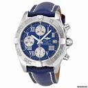 Breitling Chrono Galactic Automatic Chronograph Blue Leather Mens Watch A13358L2/C678