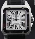 Cartier Santos 100 men's big size steel with black crocodile strap