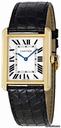 Cartier Tank Solo Silver Dial 18kt Yellow Gold Black Leather Ladies Watch W5200004