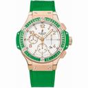 Hublot Big Bang Gold Tutti Frutti White Dial Alligator and Rubber Green Females Watch 341.PG.2010.LR.1922