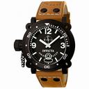 Invicta Signature Lefty Russian Diver Black Dial Brown Leather Men's Watch 7274