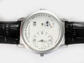 A.Lange Sohne Lange 1 Moonphase 109.025 White Dial 46mm Black Cow Leather Strap Watch