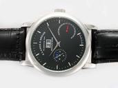 A.Lange Sohne Lange 31 130.025 Stainless Steel Bezel Mens Black Cow Leather Strap Watch