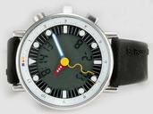 Alain Silberstein Rondo Dots O50504 Round Black Rubber Strap Grey Dial Watch